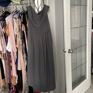 Banana republic slate grey midi dress with pockets and crisscross back size 12
